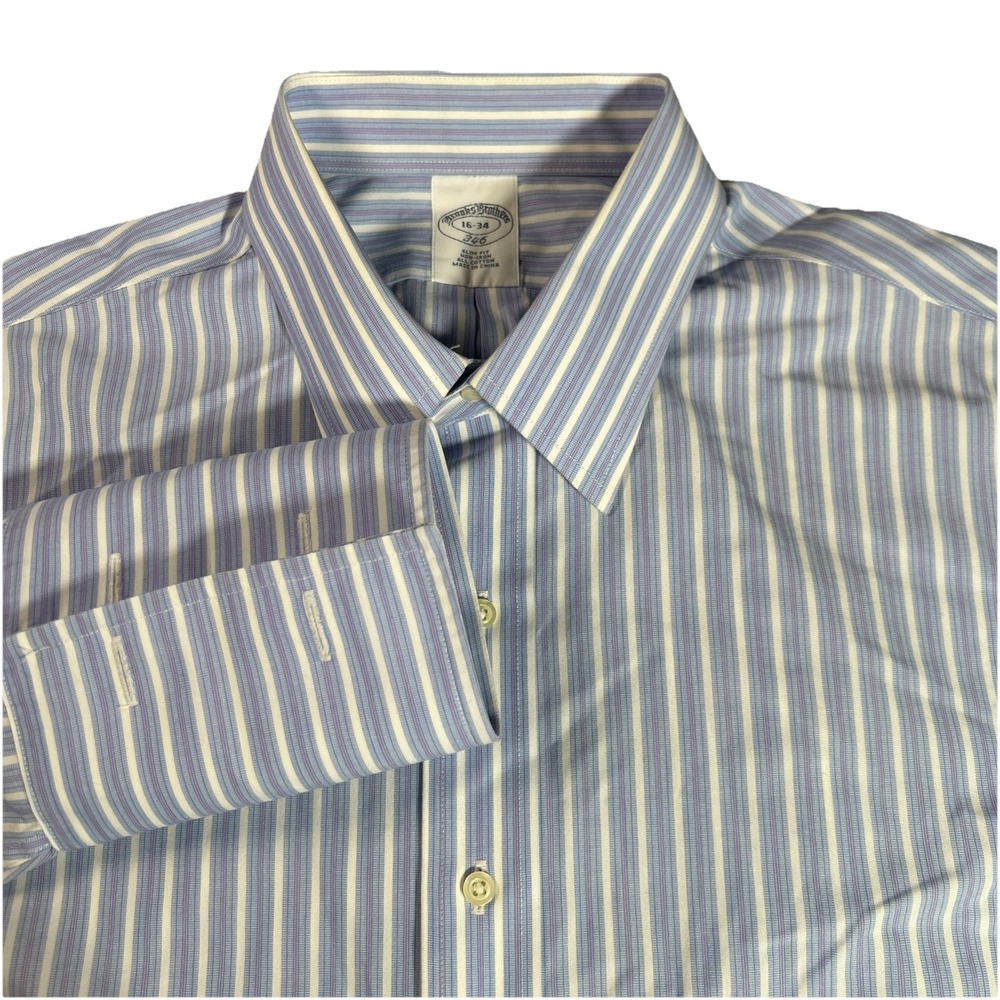 Brooks Brothers 346 Men's‎ 16-34 Slim Fit Striped French Cuff Dress Button Down